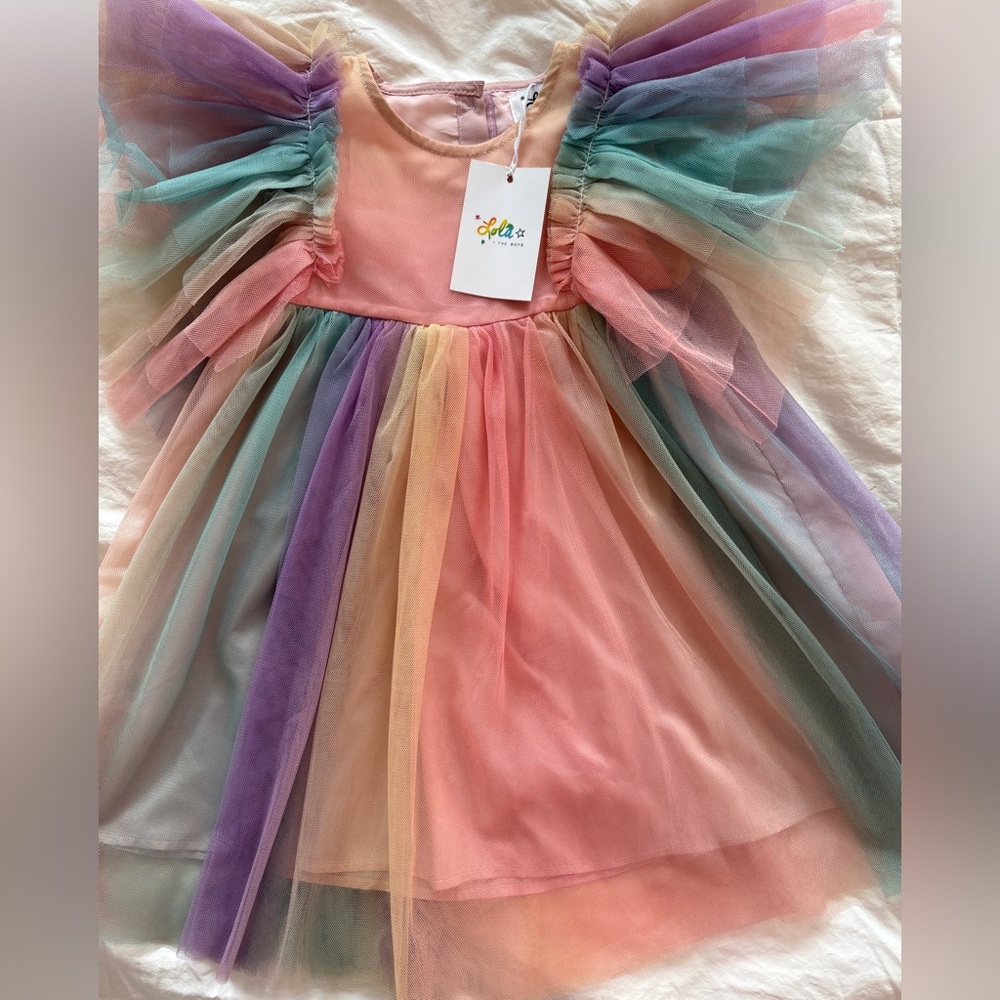 NWT Lola and the boys rainbow dress 2T